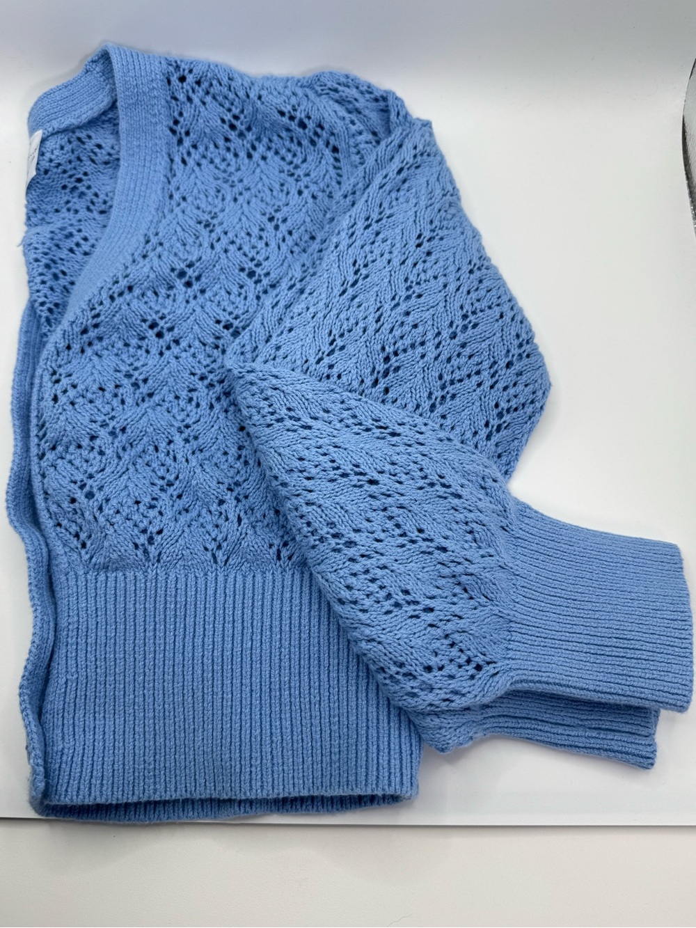 Abercrombie Kids Blue Pointelle Knit Cardigan Sweater 11/12 Girls Button Front